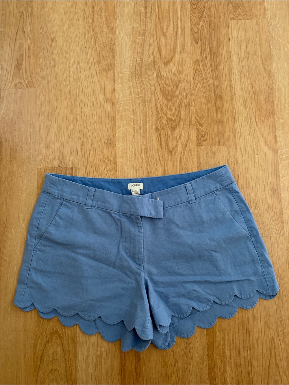 J. Crew Light Blue Scalloped Hem Shorts